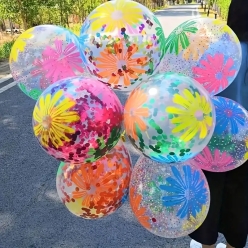 Groovy Large Clear Glitter Daisy Balloons - 10 PK